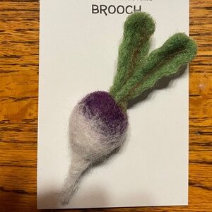 Turnip, needle-felted 100% wool brooch, 3.5” Handcrafted
